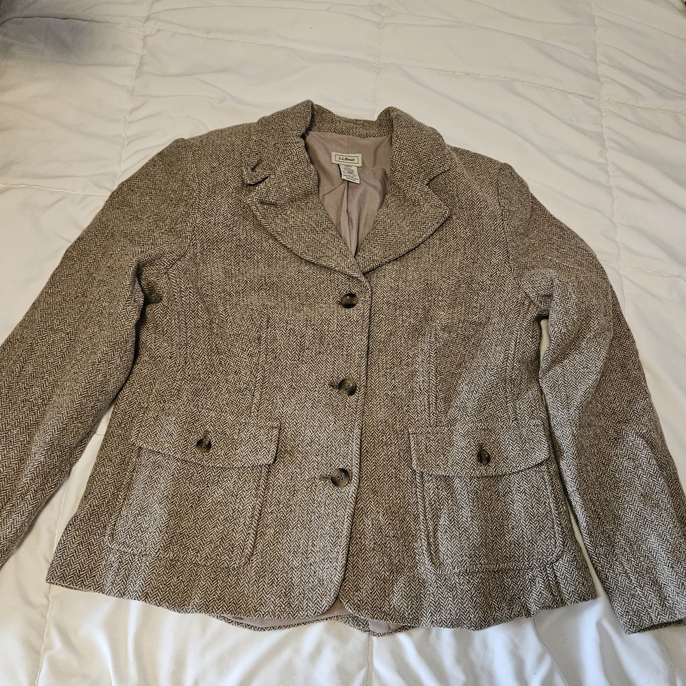 SOLD! Vintage L.L. Bean Herringbone Tweed Blazer Brown
